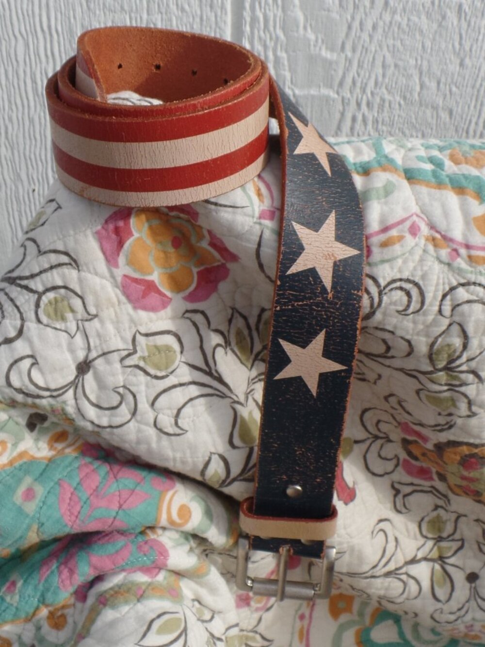 Free People Belt Distressed FLAG Leather M/L